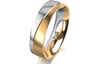 Ring 18 Karat Gelbgold/950 Platin 5.5 mm l&auml;ngsmatt