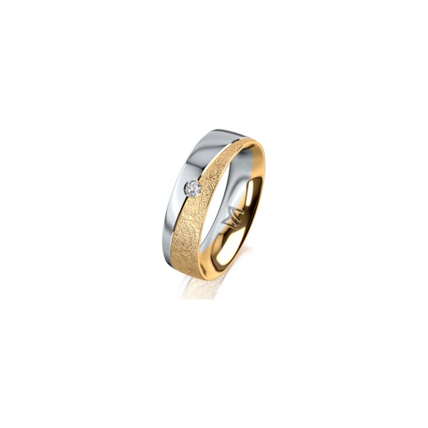 Ring 18 Karat Gelbgold/950 Platin 5.5 mm kreismatt 1 Brillant G vs 0,050ct