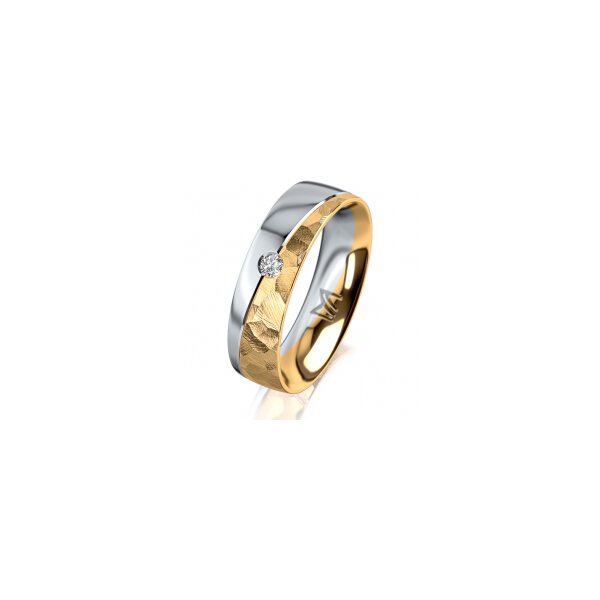 Ring 18 Karat Gelbgold/950 Platin 5.5 mm diamantmatt 1 Brillant G vs 0,050ct
