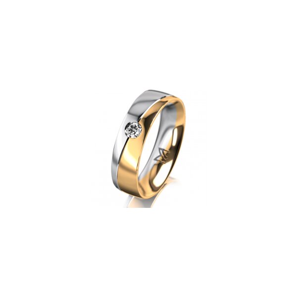 Ring 18 Karat Gelbgold/950 Platin 5.5 mm poliert 1 Brillant G vs 0,090ct