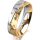 Ring 18 Karat Gelbgold/950 Platin 5.5 mm diamantmatt 5 Brillanten G vs Gesamt 0,065ct
