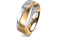 Ring 18 Karat Gelbgold/950 Platin 6.0 mm l&auml;ngsmatt 1...