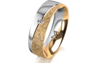 Ring 18 Karat Gelbgold/950 Platin 6.0 mm kristallmatt 1...