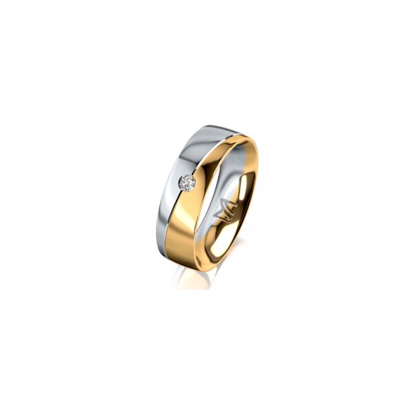 Ring 18 Karat Gelbgold/950 Platin 6.0 mm poliert 1 Brillant G vs 0,050ct