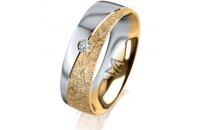 Ring 18 Karat Gelbgold/950 Platin 6.0 mm kristallmatt 1...