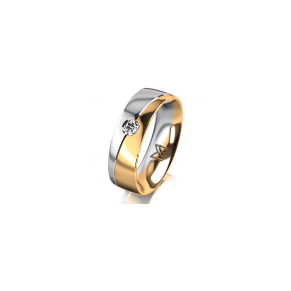 Ring 18 Karat Gelbgold/950 Platin 6.0 mm poliert 1 Brillant G vs 0,090ct