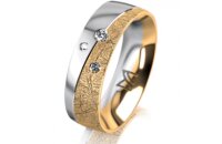 Ring 18 Karat Gelbgold/950 Platin 6.0 mm kristallmatt 3...