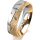 Ring 18 Karat Gelbgold/950 Platin 6.0 mm kristallmatt 5 Brillanten G vs Gesamt 0,080ct