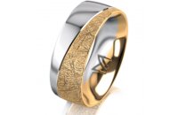 Ring 18 Karat Gelbgold/950 Platin 7.0 mm kristallmatt