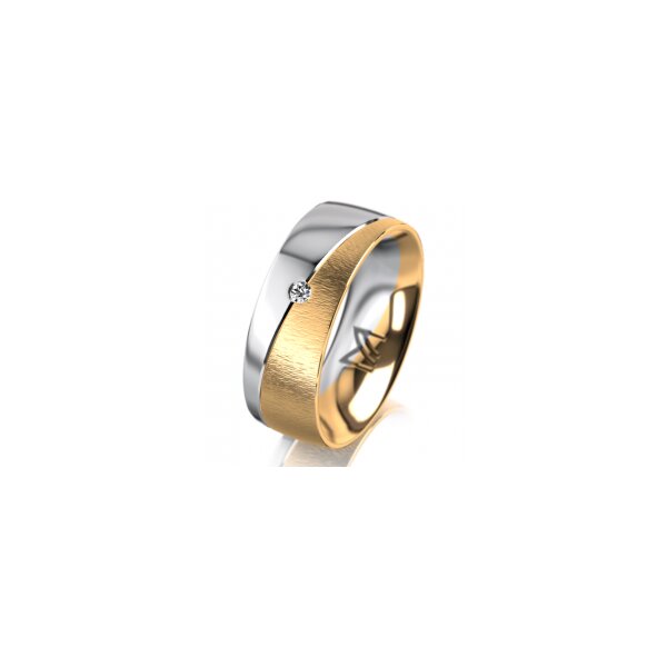 Ring 18 Karat Gelbgold/950 Platin 7.0 mm sandmatt 1 Brillant G vs 0,025ct