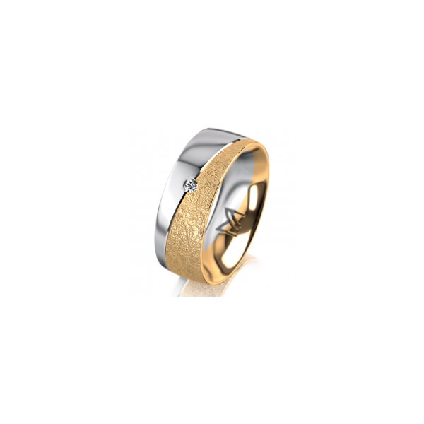Ring 18 Karat Gelbgold/950 Platin 7.0 mm kreismatt 1 Brillant G vs 0,025ct