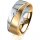 Ring 18 Karat Gelbgold/950 Platin 7.0 mm längsmatt 1 Brillant G vs 0,050ct
