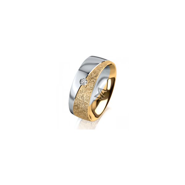 Ring 18 Karat Gelbgold/950 Platin 7.0 mm kristallmatt 1 Brillant G vs 0,050ct
