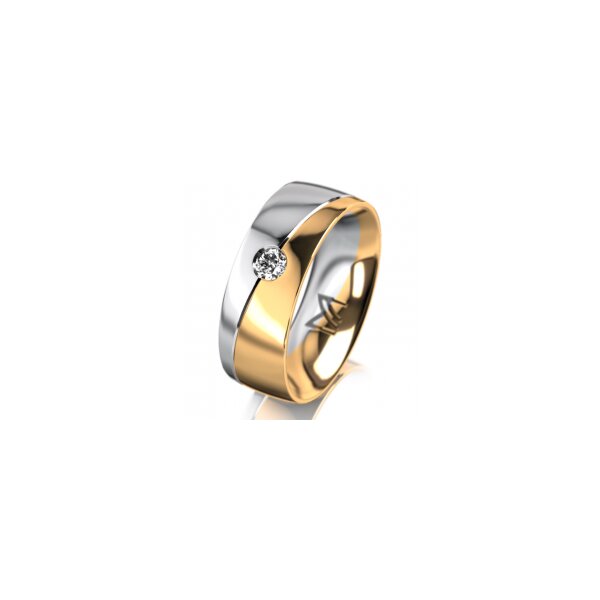 Ring 18 Karat Gelbgold/950 Platin 7.0 mm poliert 1 Brillant G vs 0,090ct