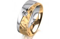 Ring 18 Karat Gelbgold/950 Platin 7.0 mm diamantmatt 1...