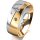 Ring 18 Karat Gelbgold/950 Platin 7.0 mm poliert 3 Brillanten G vs Gesamt 0,070ct