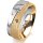 Ring 18 Karat Gelbgold/950 Platin 7.0 mm kreismatt 5 Brillanten G vs Gesamt 0,095ct