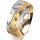 Ring 18 Karat Gelbgold/950 Platin 7.0 mm diamantmatt 5 Brillanten G vs Gesamt 0,095ct
