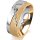 Ring 18 Karat Gelbgold/950 Platin 7.0 mm kreismatt 6 Brillanten G vs Gesamt 0,080ct