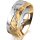 Ring 18 Karat Gelbgold/950 Platin 7.0 mm diamantmatt 6 Brillanten G vs Gesamt 0,080ct