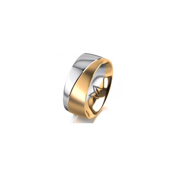 Ring 18 Karat Gelbgold/950 Platin 8.0 mm l&auml;ngsmatt