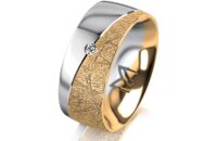 Ring 18 Karat Gelbgold/950 Platin 8.0 mm kristallmatt 1...