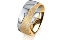 Ring 18 Karat Gelbgold/950 Platin 8.0 mm kreismatt 1...