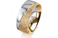 Ring 18 Karat Gelbgold/950 Platin 8.0 mm kristallmatt 1...