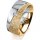 Ring 18 Karat Gelbgold/950 Platin 8.0 mm kristallmatt 1 Brillant G vs 0,050ct