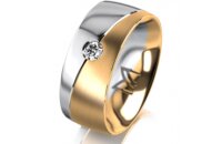 Ring 18 Karat Gelbgold/950 Platin 8.0 mm l&auml;ngsmatt 1...