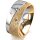 Ring 18 Karat Gelbgold/950 Platin 8.0 mm kristallmatt 3 Brillanten G vs Gesamt 0,080ct