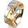 Ring 18 Karat Gelbgold/950 Platin 8.0 mm diamantmatt 3 Brillanten G vs Gesamt 0,080ct