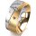 Ring 18 Karat Gelbgold/950 Platin 8.0 mm sandmatt 5 Brillanten G vs Gesamt 0,115ct