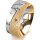 Ring 18 Karat Gelbgold/950 Platin 8.0 mm kreismatt 5 Brillanten G vs Gesamt 0,115ct