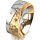 Ring 18 Karat Gelbgold/950 Platin 8.0 mm diamantmatt 5 Brillanten G vs Gesamt 0,115ct