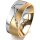 Ring 18 Karat Gelbgold/950 Platin 8.0 mm sandmatt 7 Brillanten G vs Gesamt 0,095ct