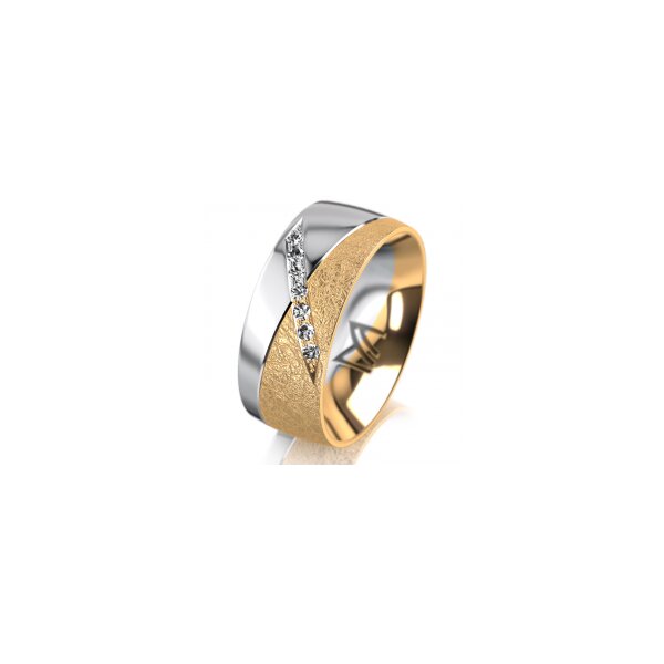 Ring 18 Karat Gelbgold/950 Platin 8.0 mm kreismatt 7 Brillanten G vs Gesamt 0,095ct