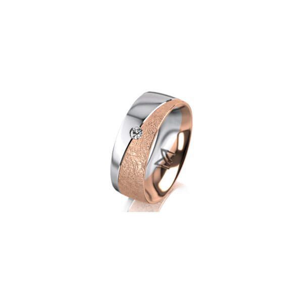 Ring 18 Karat Rotgold/950 Platin 7.0 mm kreismatt 1 Brillant G vs 0,050ct