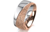 Ring 18 Karat Rotgold/950 Platin 8.0 mm kristallmatt