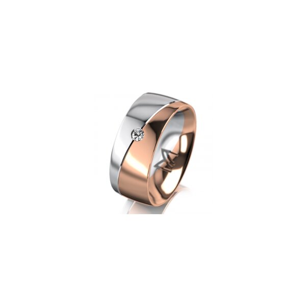 Ring 18 Karat Rotgold/950 Platin 8.0 mm poliert 1 Brillant G vs 0,050ct