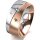 Ring 18 Karat Rotgold/950 Platin 8.0 mm l&auml;ngsmatt 3 Brillanten G vs Gesamt 0,080ct