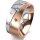 Ring 18 Karat Rotgold/950 Platin 8.0 mm l&auml;ngsmatt 5 Brillanten G vs Gesamt 0,115ct