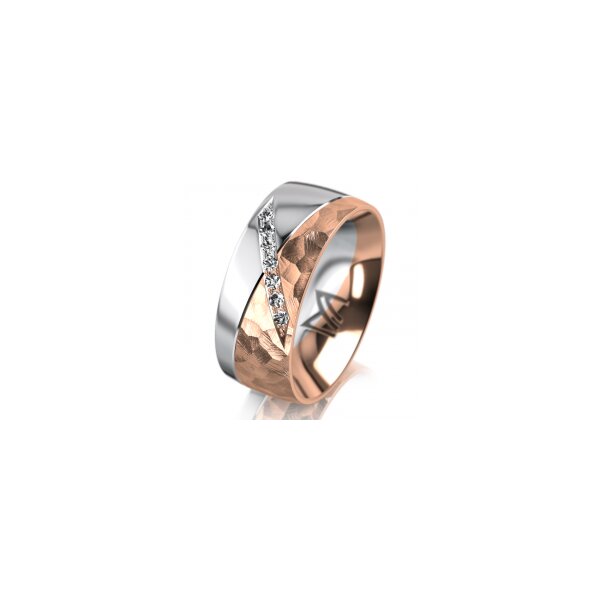 Ring 18 Karat Rotgold/950 Platin 8.0 mm diamantmatt 7 Brillanten G vs Gesamt 0,095ct
