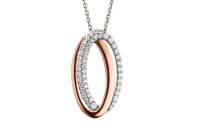 Halsschmuck 925 Silbe Rotgold plattiert 48 Zirkonia