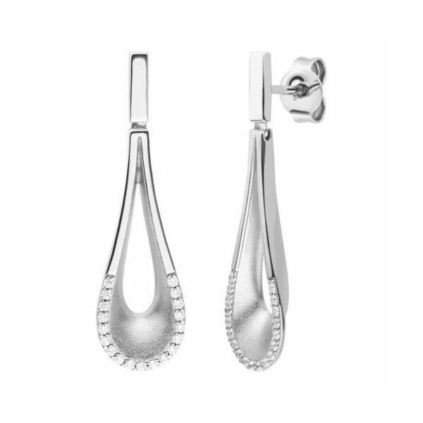 Ohrschmuck 925 Silber rhodiniert 38 Zirkonia