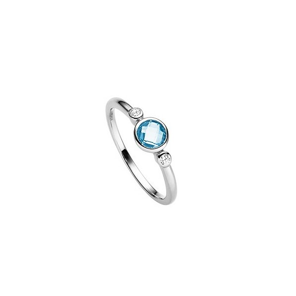 Ring 925 Silber rhodiniert Blautopas 2 Zirkonia