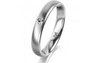 Ring 18 Karat Weissgold 3.5 mm l&auml;ngsmatt 1 Brillant...