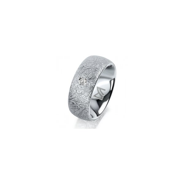 Ring Platin 950 8.0 mm kristallmatt 1 Brillant G vs 0,065ct
