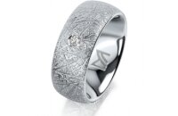Ring Platin 950 8.0 mm kristallmatt 1 Brillant G vs 0,065ct