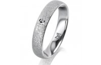 Ring 14 Karat Weissgold 4.0 mm kreismatt 1 Brillant G vs...